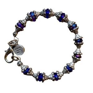 Chubby Chico Gemstone Charm Bracelet Blue Silver Tone